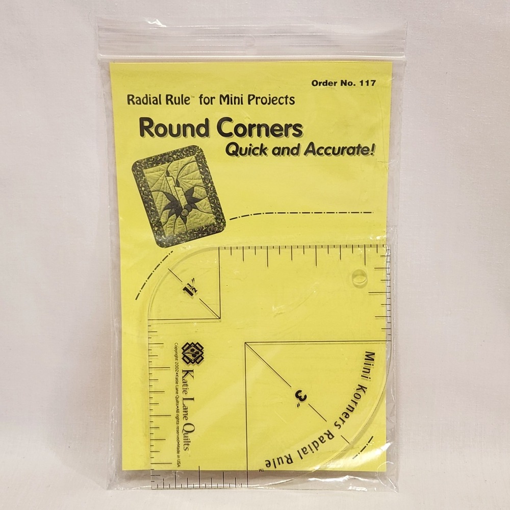 Katie Lane Quilts Radial Rule for Mini Projects Round‎ Corners Template 117 NEW